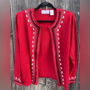 Alfred Dunner Women’s Red Zip Up Cardigan. Size M. Gorgeous Bold Red.